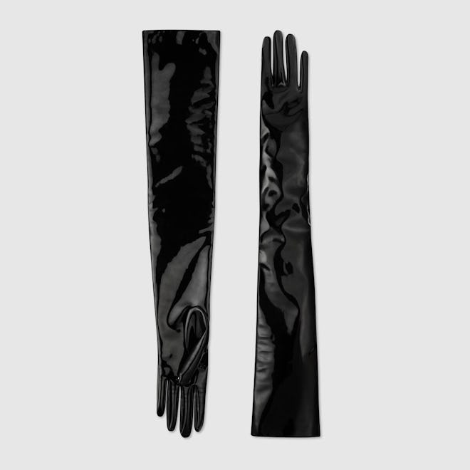 Black Patent Gloves
