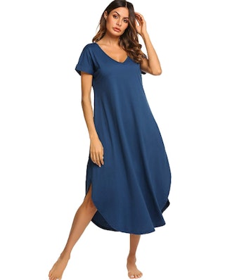 Ekouaer Casual V Neck Nightgown