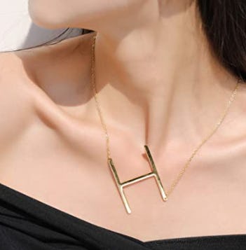 MONOOC 18k Gold Large Initial Necklace