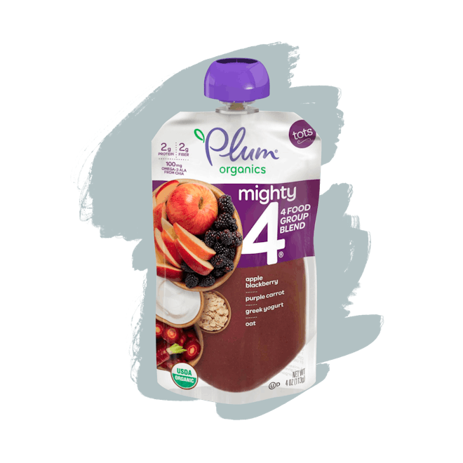 Plum Organics Mighty 4 Organic Toddler Food, Apple, Blackberry, Purple Carrot, Greek Yogurt & Oat, 4...