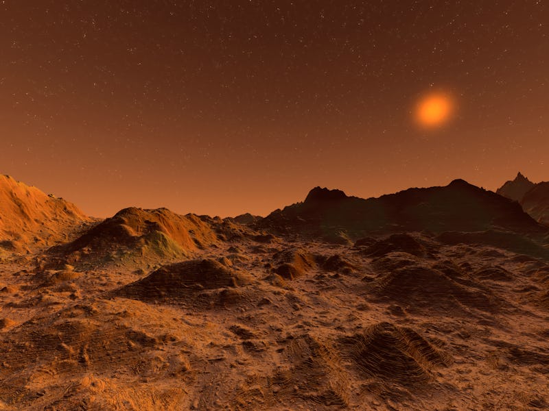Rendered illustration of the surface of Mars.