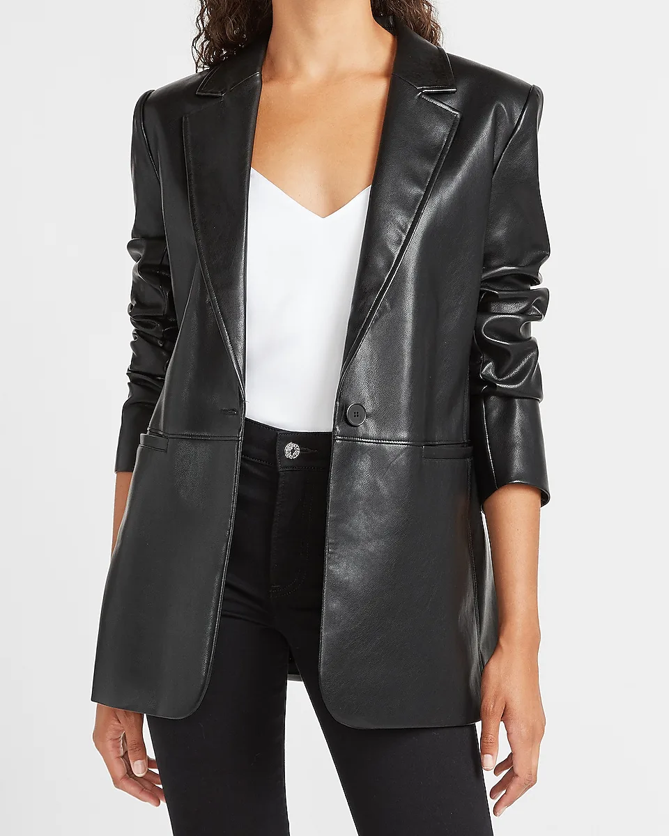 vegan leather blazer
