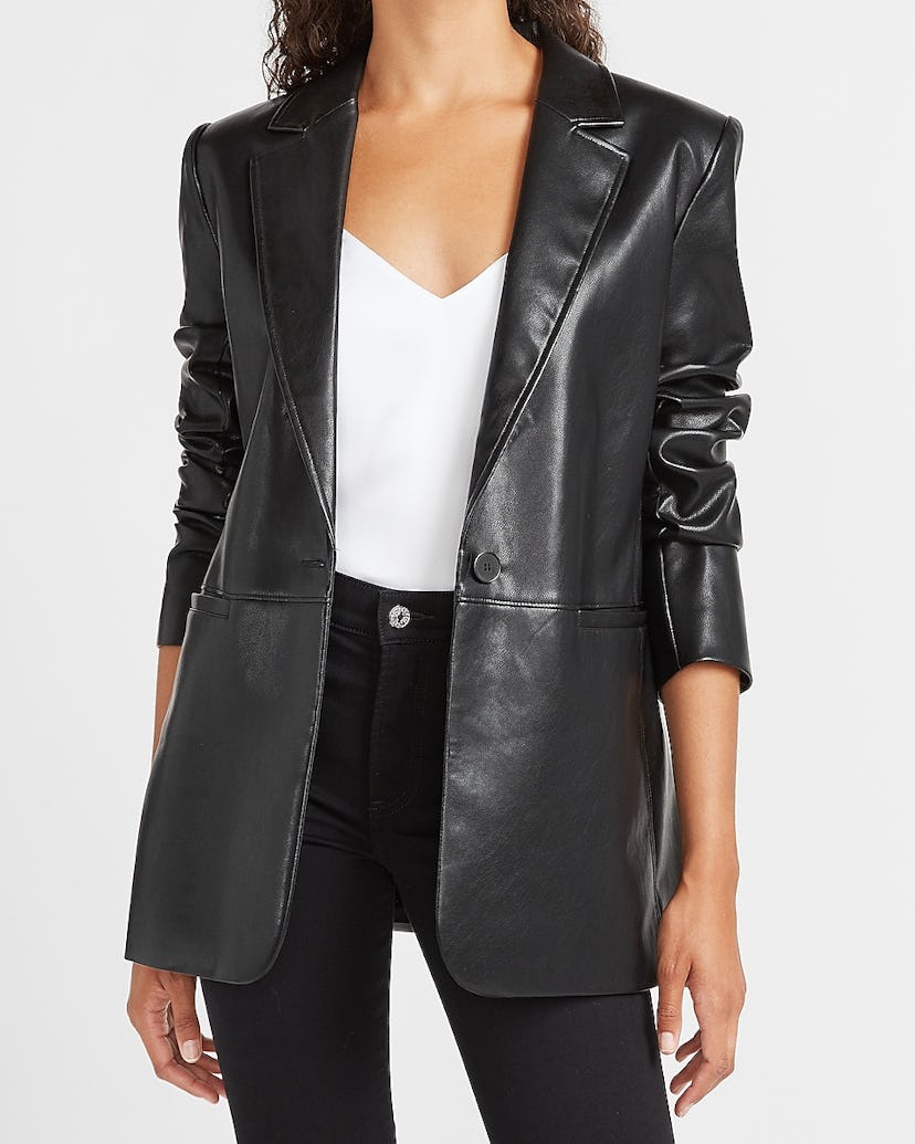 Shop Vegan & Faux Leather Blazers For Your Fall 2020 Wardrobe