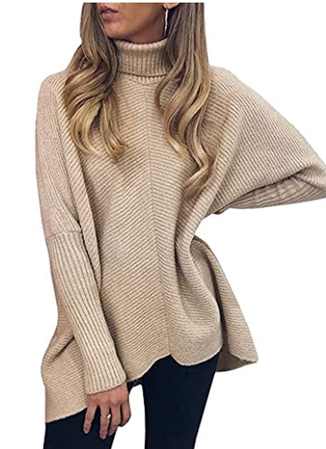 ANRABESS Turtleneck Long Batwing Sleeve Sweater