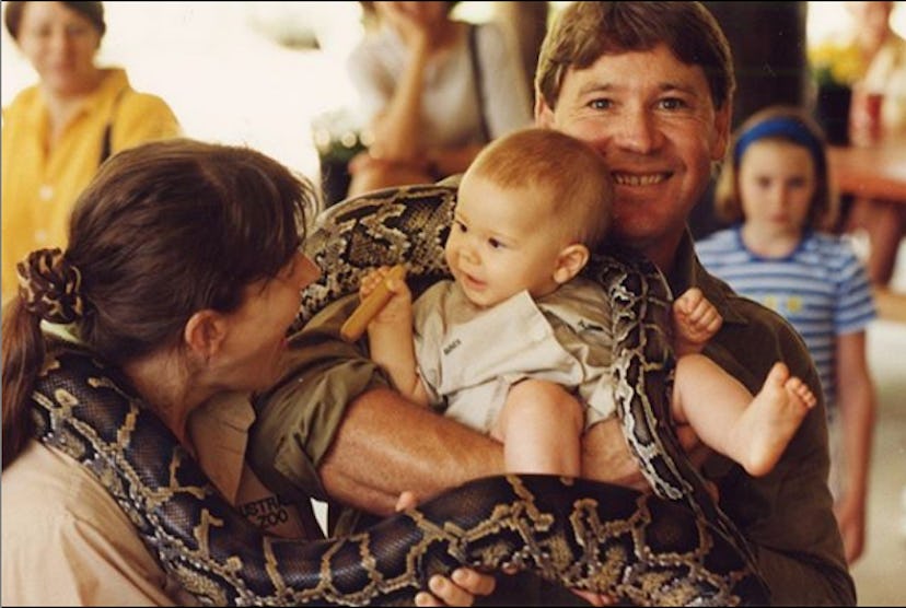 Bindi Irwin gets comfortable with a snake.