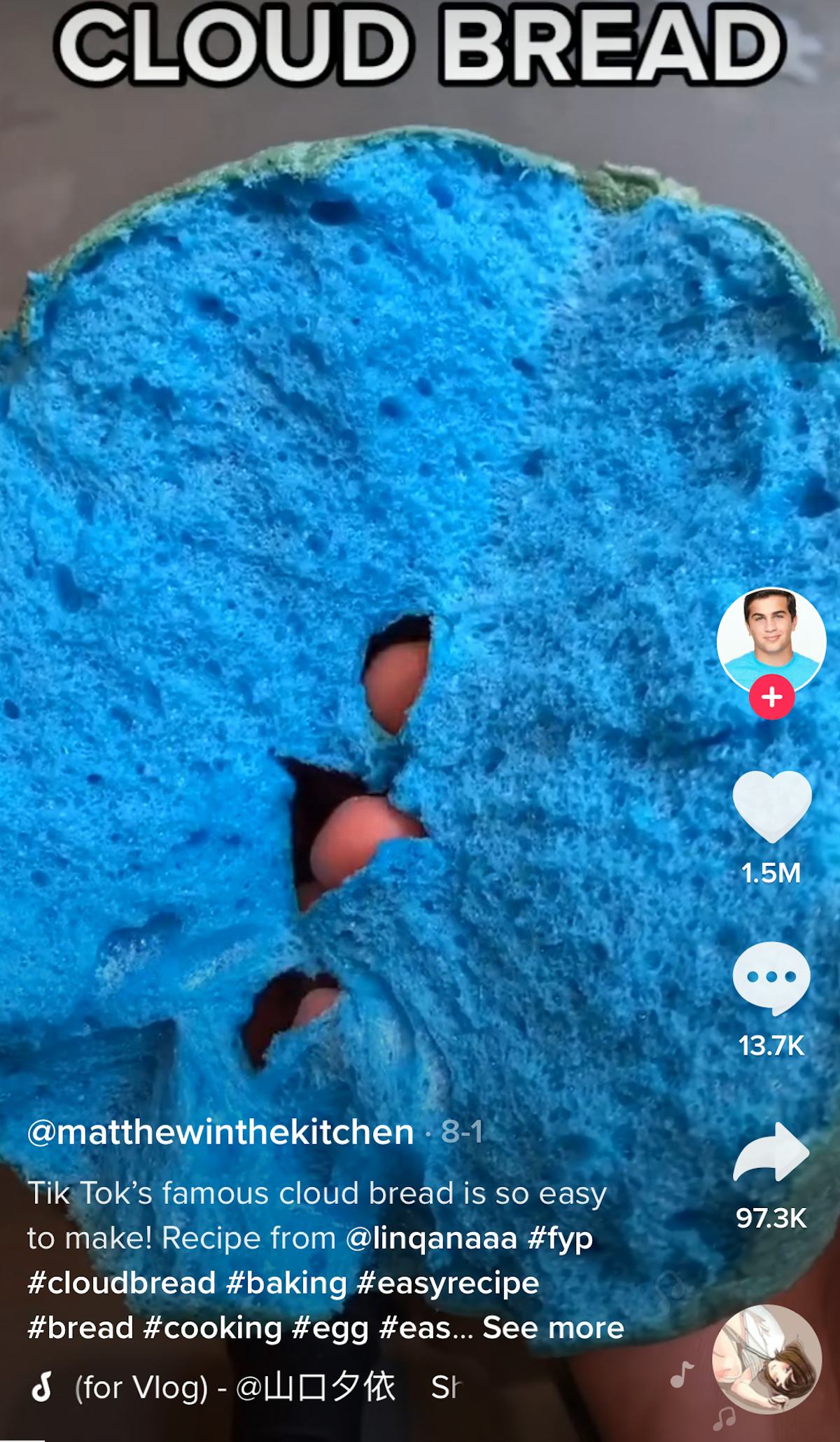 Blue cloud bread recipe on TikTok.