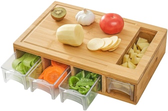NOVAYEAH Bamboo Cutting Board with Containers