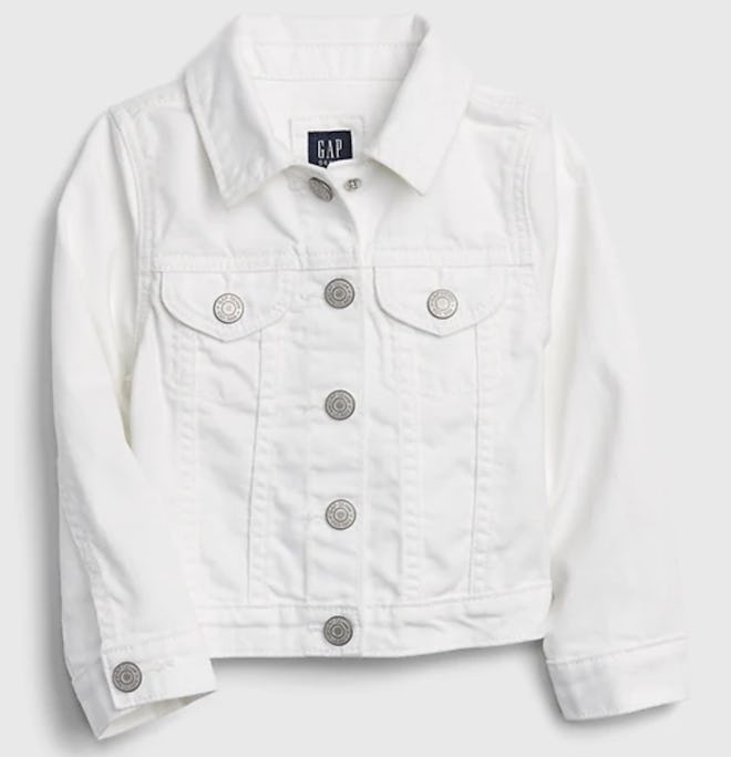 Toddler Stain Resistant White Denim Jacket