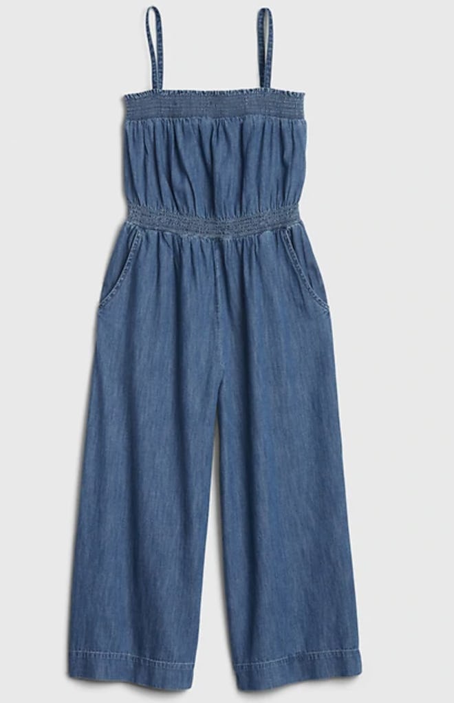 Denim Wide Leg Crop Jumpsuit