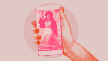A pink hand holds an iphone with a screenshot of an #AltLatinx TikTok video.