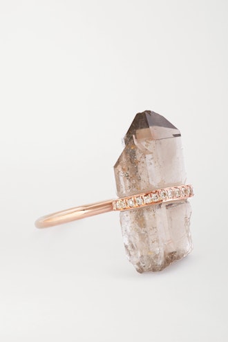 14-Karat Rose Gold, Quartz and Diamond Ring 
