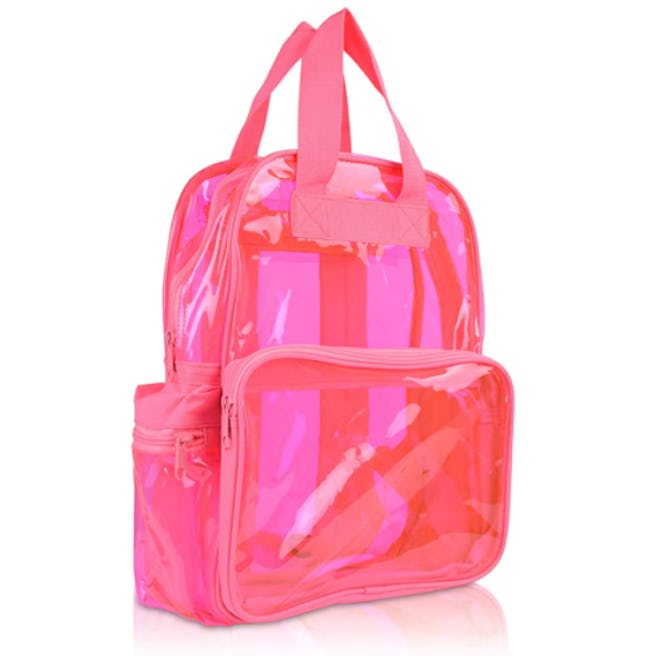 DALIX Small Transparent Clear Backpack in Neon Pink