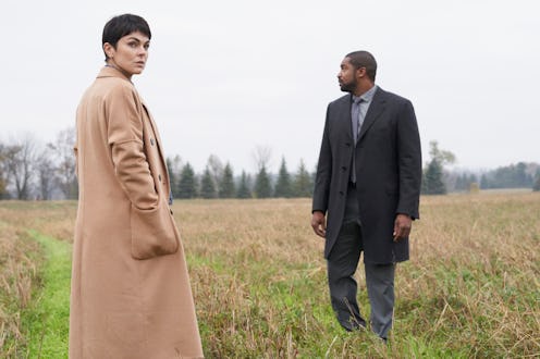 Serinda Swan as Dr. Jenny Cooper and Roger Cross as Detective Donovan "Mac" McAvoy in Coroner on The...