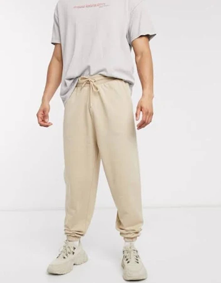 ASOS DESIGN coordinating organic oversized sweatpants in beige