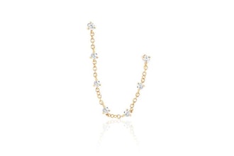 Diamond Double Stud Prong Set Chain Earring