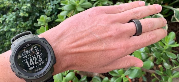 A smartwatch and smart ring.