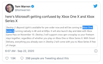 Microsoft's Xbox One X and Series X have names that are easy to confuse.