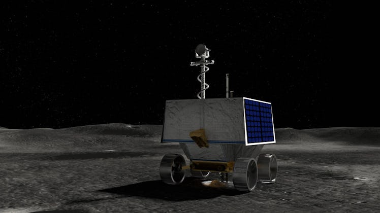 An artist's depiction of the VIPER on the lunar surface.