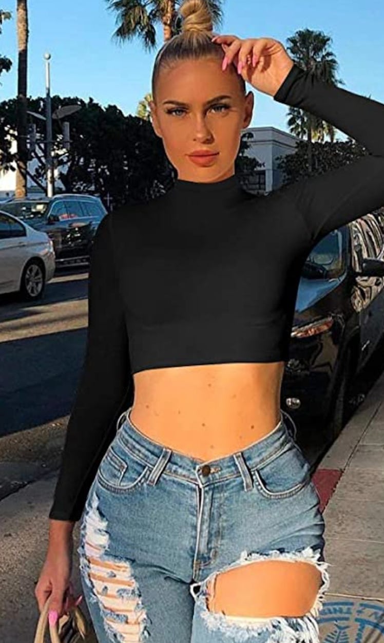 LAGSHIAN Long Sleeve Black Crop Top