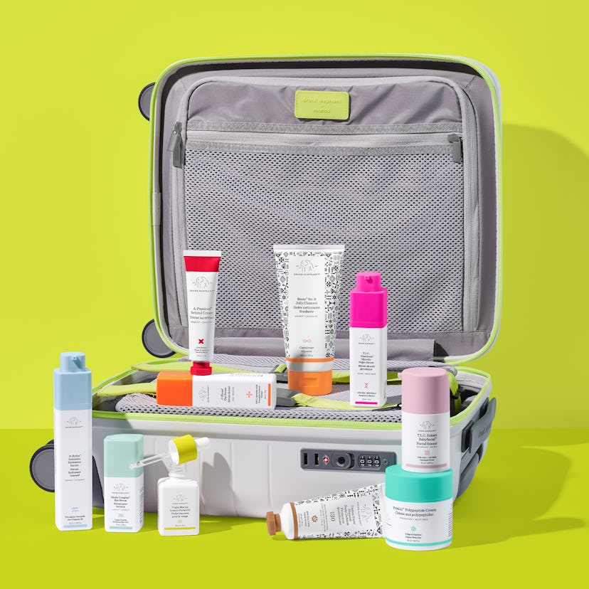 Drunk Elephant's Trunk 4.0 features 10 products that come in a suitcase.
