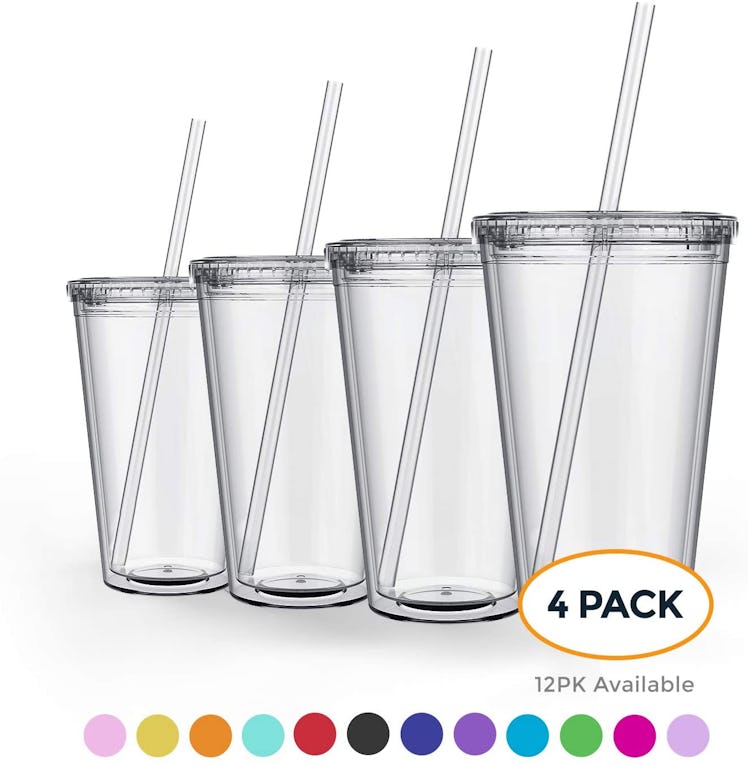 Maars Classic Insulated Tumblers 16 oz | Double Wall, Reusable Plastic Acrylic - Clear