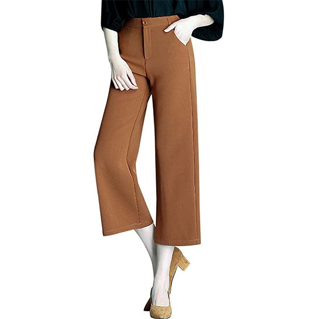 Tanming High Waist Cropped Wide Leg Trousers