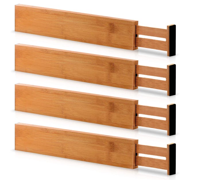 Bambüsi Bamboo Adjustable Drawer Dividers (4-Pack)