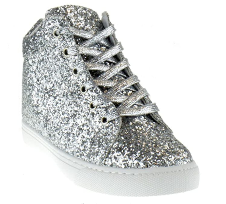 Foever Sparkle 25 Womens Glitter Lace Up Sneaker