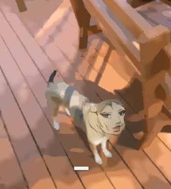 A dog made to look like an anime character