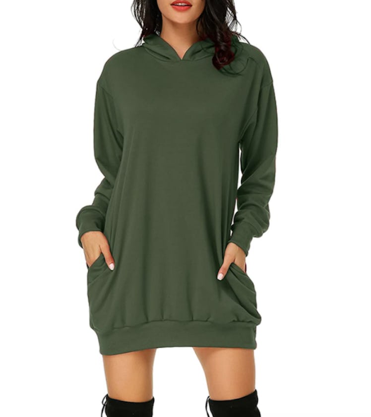 Auxo Women's Long Sleeve Hooded Pockets Pullover Hoodie Dress Tunic Sweatshirt