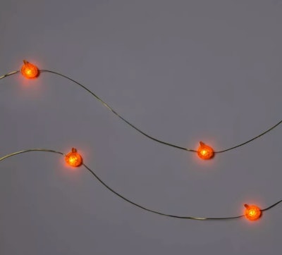 10ct Orange Pumpkin LED Battery-Powered Fairy String Lights with Timer