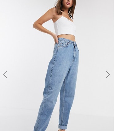 ASOS DESIGN Tall high rise 'slouchy' mom jeans in midwash