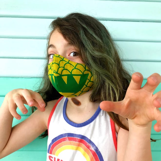 Child's Green Dragon Fabric Face Mask