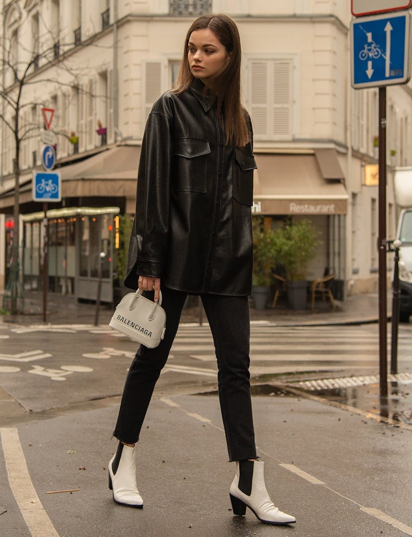 BLACK VEGAN LEATHER SHIRT