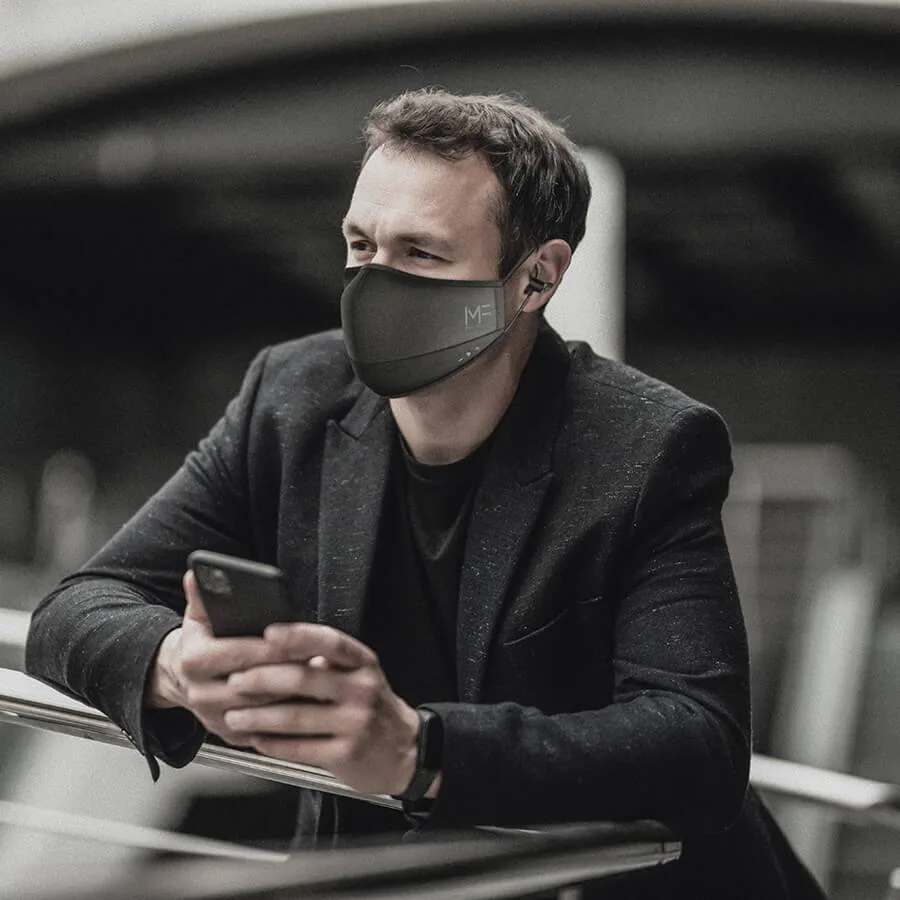 Wave Mask Mobile This smart face mask pairs with your phone and has built-in earbuds