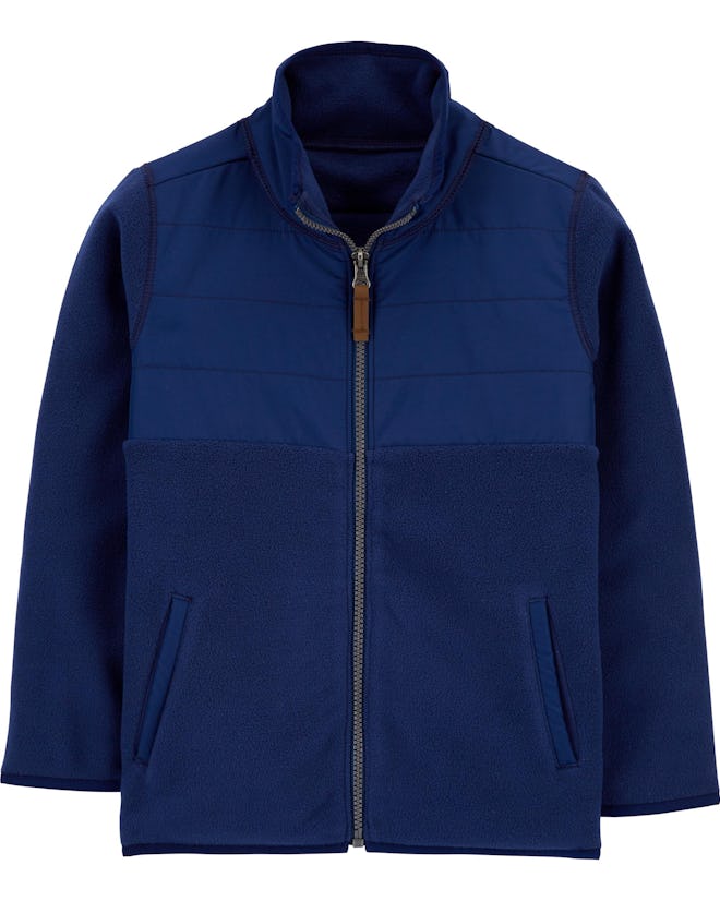 Zip-Up Fleece Jacket in Blue
