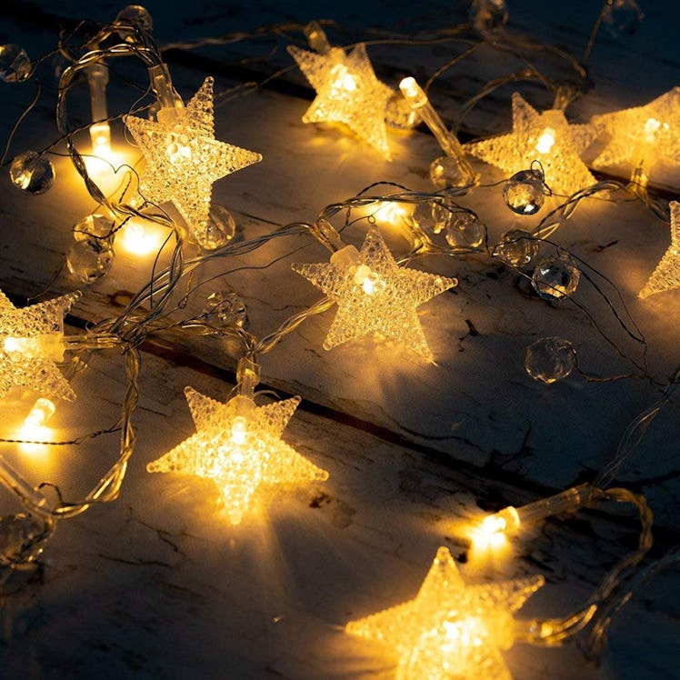 5 Feet 20 LED String Fairy Light w/Acrylic Stars and Beads