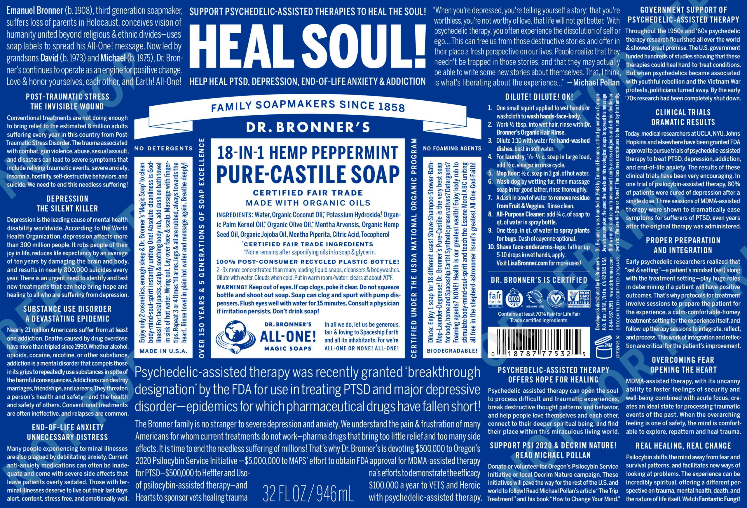 Dr. Bronner’s continues to use its iconic label to promote causes, now ...