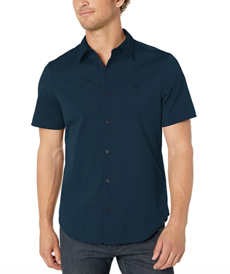 Calvin Klein Short-Sleeve Button-Down Stretch Shirt