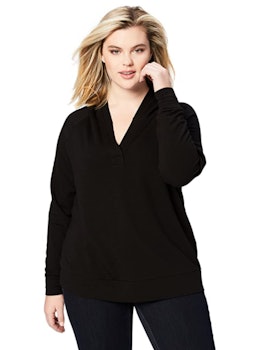 Daily Ritual Women's Plus Size Cotton Modal Terry Hooded Henley