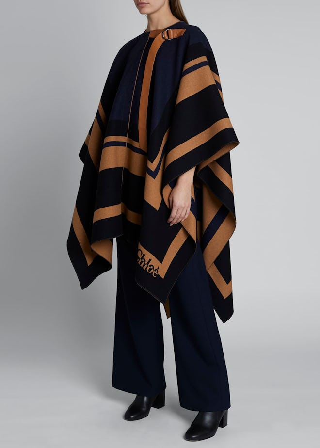 Striped Wool Blanket Cape