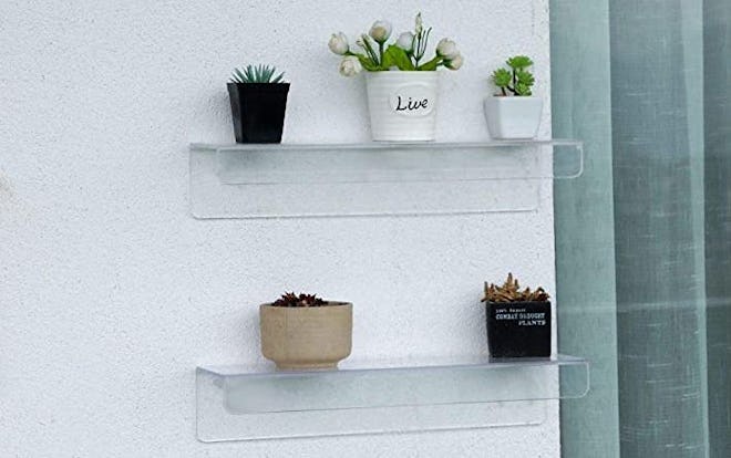 Cq acrylic Invisible Acrylic Floating Wall Ledge Shelf (Set Of 4)