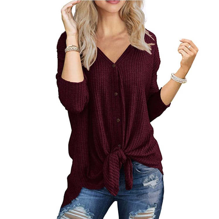 IWOLLENCE Waffle Knit Tunic