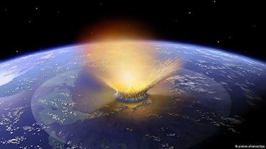 Illustration of the moment when an asteroid is hitting the Earth