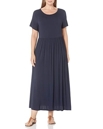 Amazon Essentials Women's Plus Size Short-Sleeve Waisted Maxi Dress