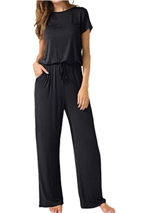 LAINAB Short Sleeve Wide Leg Jumpsuits with Pockets