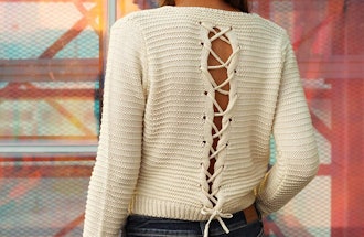 PrettyGuide Cable Lace-Up Sweater