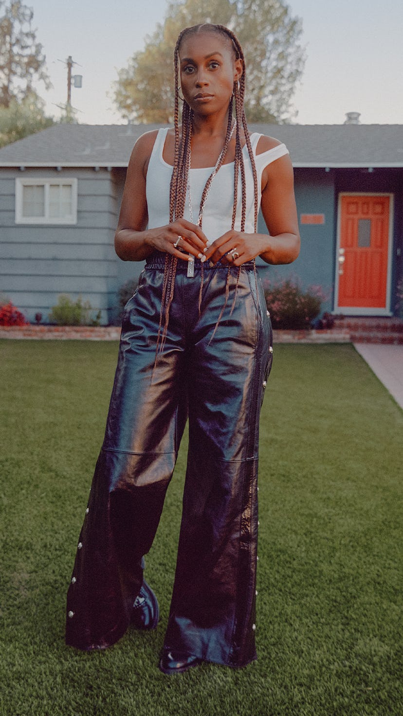 American actress, writer, producer and comedian Issa Rae in a garden