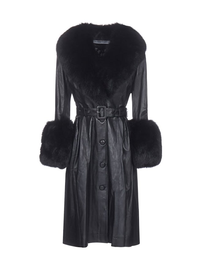 Fur-Trim Belted Coat