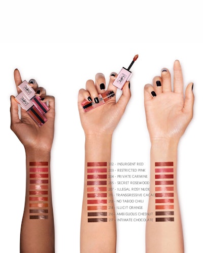 Shades swatches of the Water Stain Glow Lip Stain from YSL Beauty's Illicit Nudes Collection.